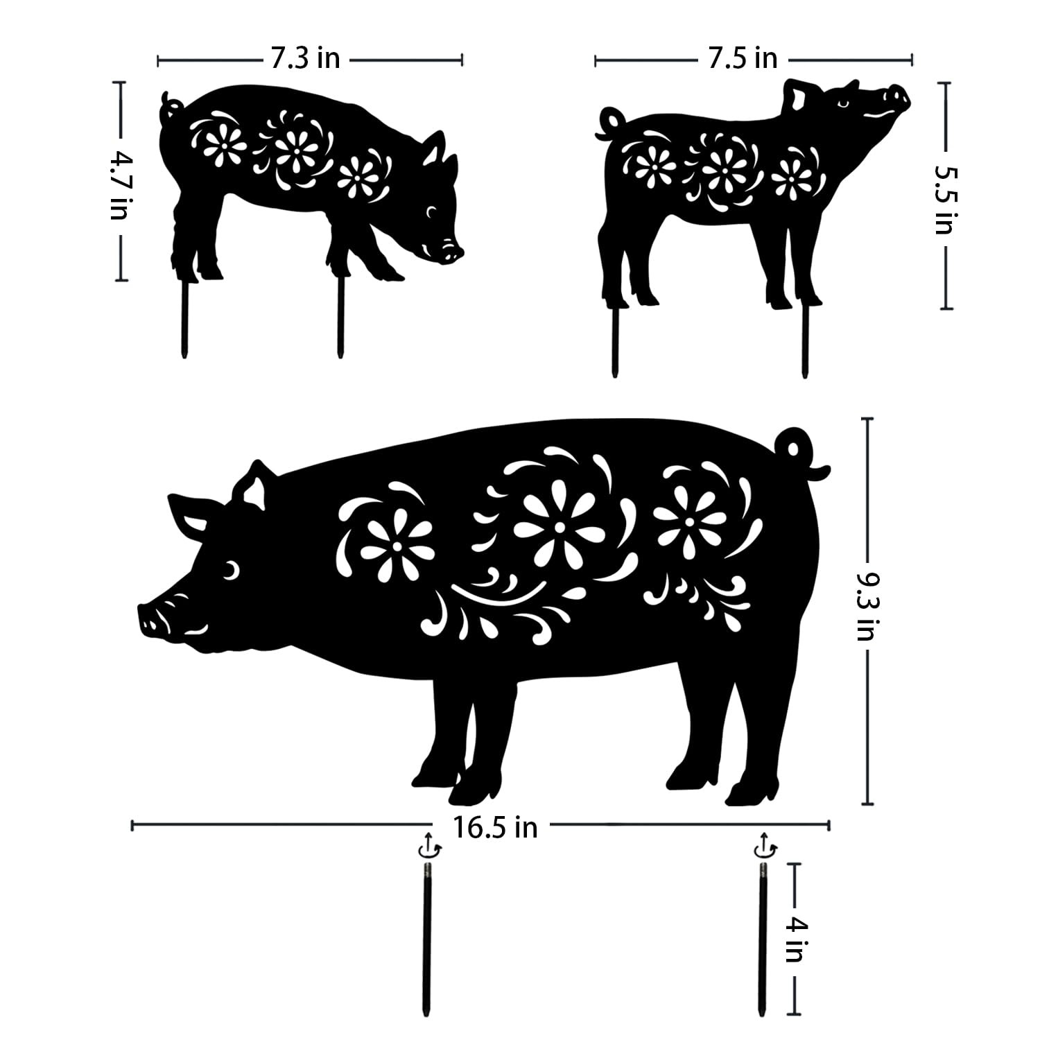 Metal Pig Garden Stakes – Decorative Yard Art for Outdoor Decor & Gifts