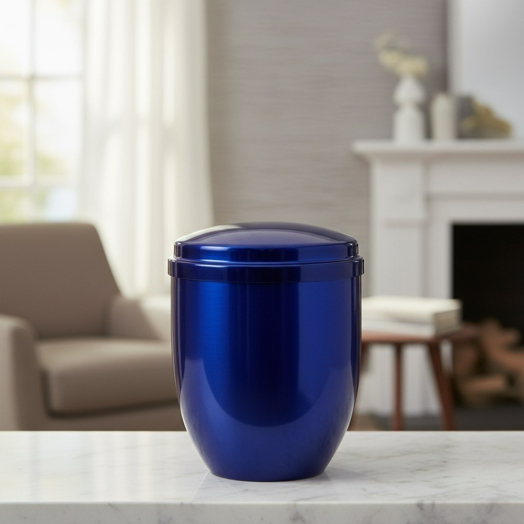 Large/Adult 230 Cubic Inches Royal Blue Metal Funeral Cremation Urn for Ashes