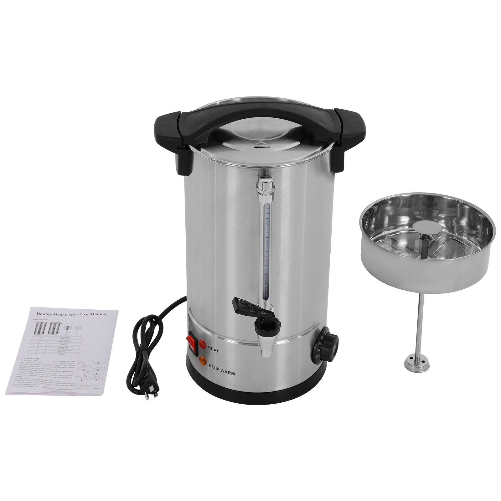 110V US 10L Commercial Electric Coffee Maker Urn, 304 SS Large Coffee Dispenser