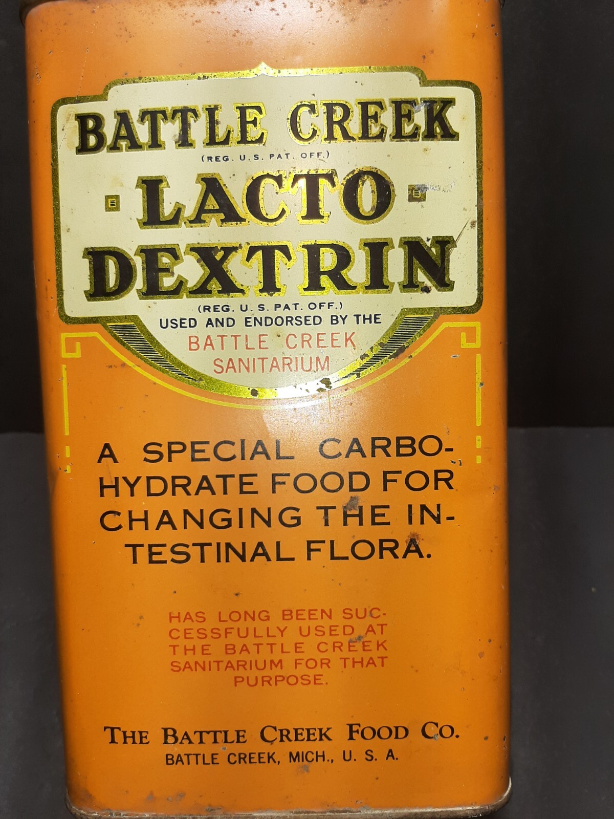 Lacto-Dextrin Tin Battle Creek, MI Urn Remains Vessel 218.75 CU In. 5″x5″x8.75″