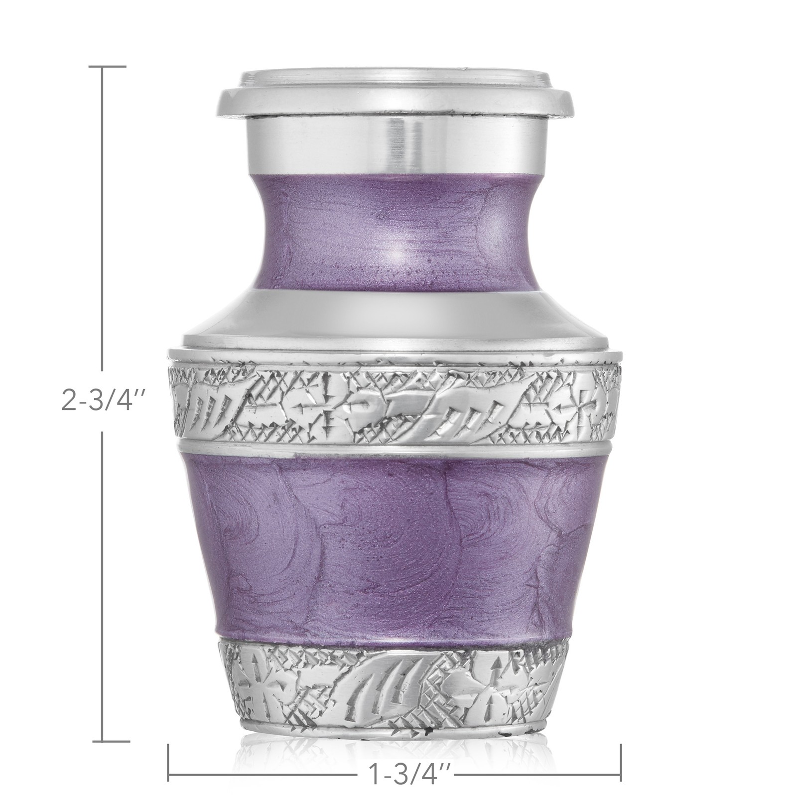 Keepsake Cremation Urn for Human Ashes, Lavender and Silver with Velvet Case