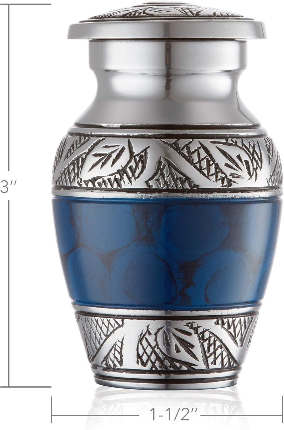Miniature Keepsake Urns for Human Ashes – Blue and Silver