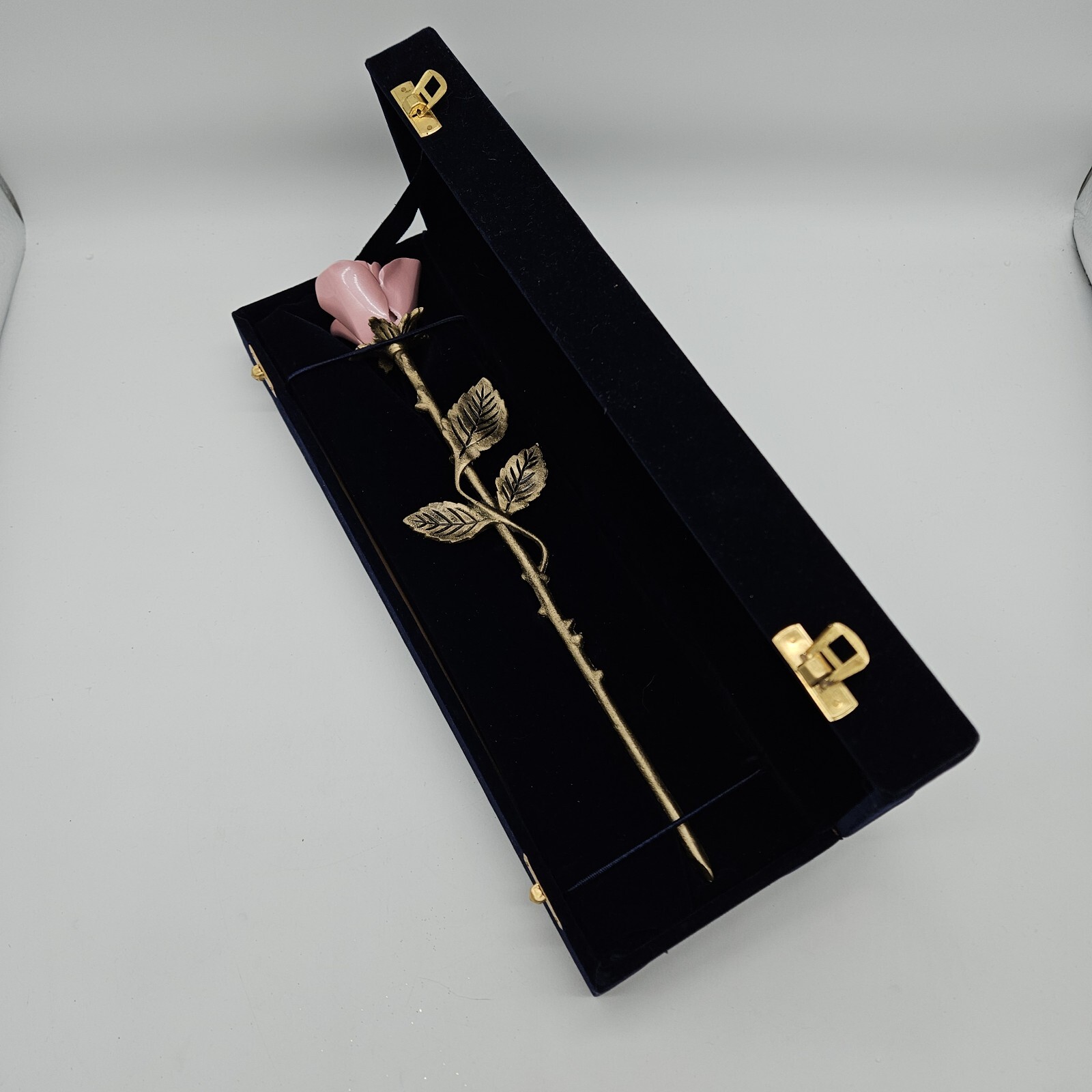 Solid Brass Pink Threaded Rose Keepsake Funeral Cremation Urn For Ashes w/ Case