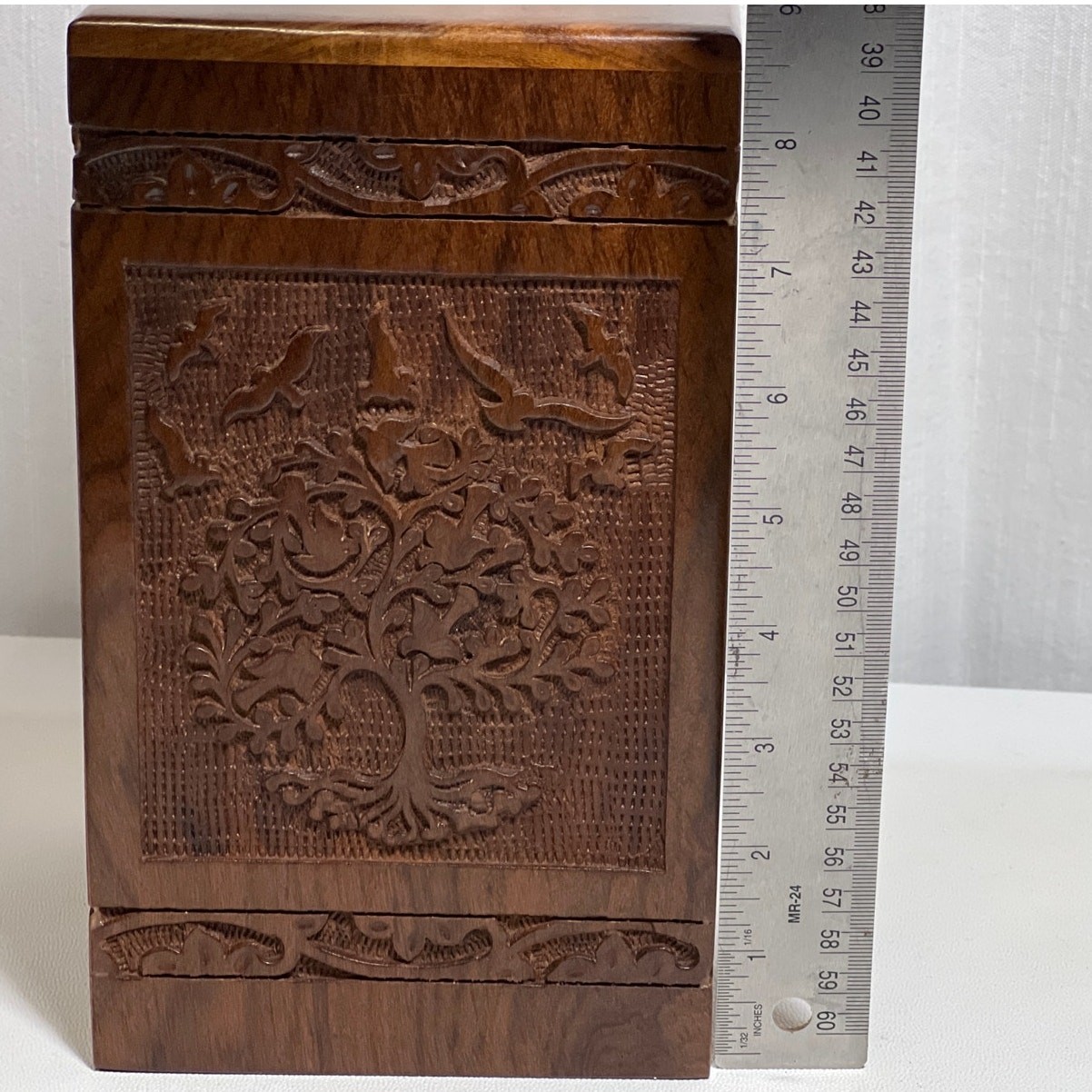 Handmade Rosewood Tree of Life Urn Ashes Container 8.5in x 5in x 5in NEW