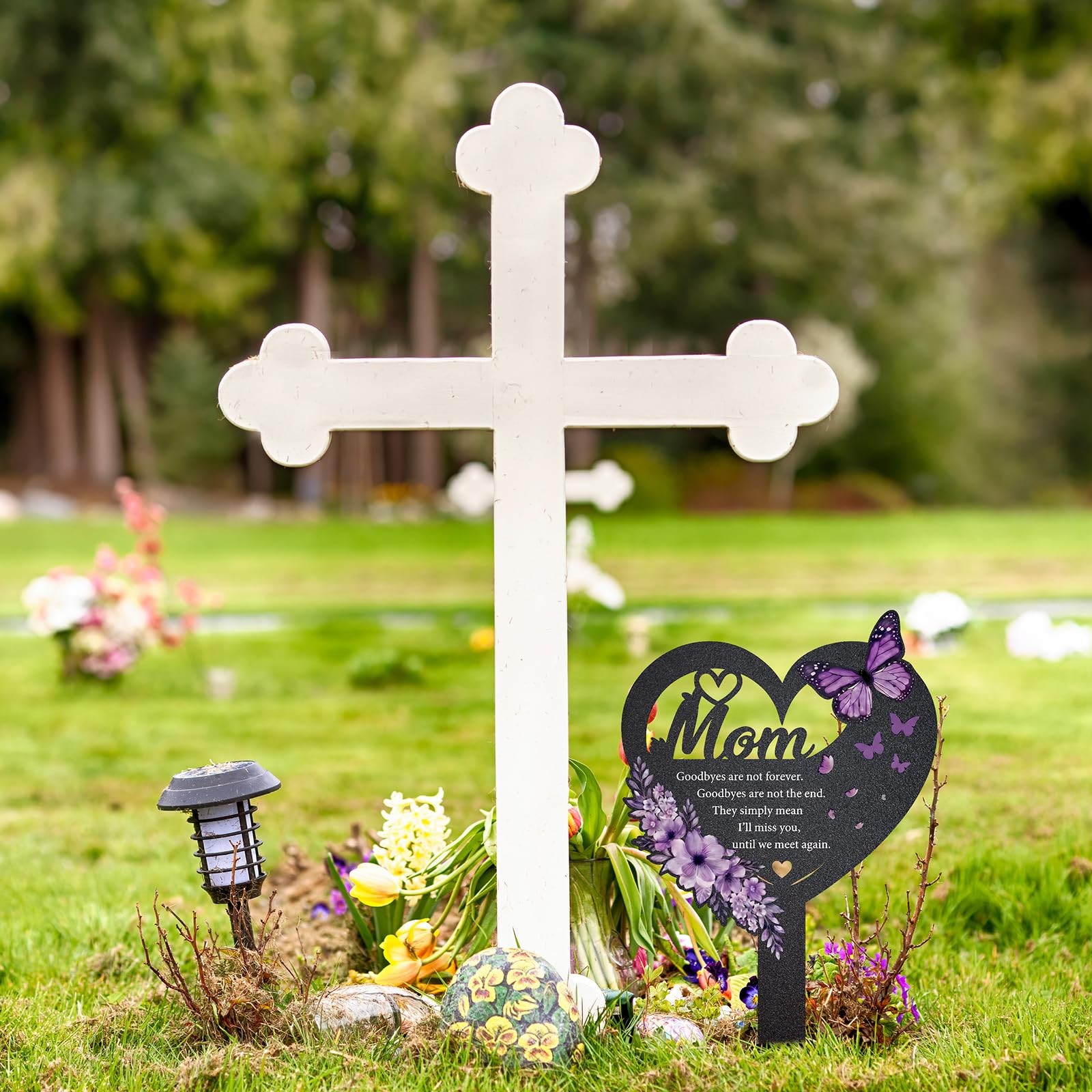 Memorial Gifts for Loss of Mom Heart Shaped Grave Decorations & Stakes