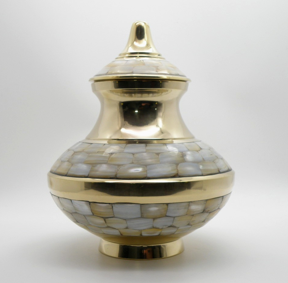 Adult Cremation Urn MOTHER OF PEARL 30-A-595 by TerryBear Inc Brass 200 cu”