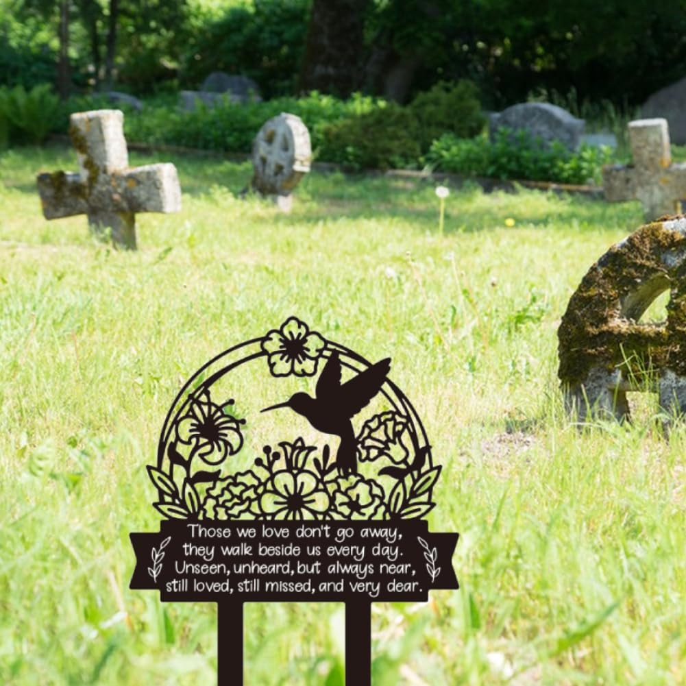 Hummingbird Grave Marker Cemetery Decorations for Grave Metal Memorial Grave Sta