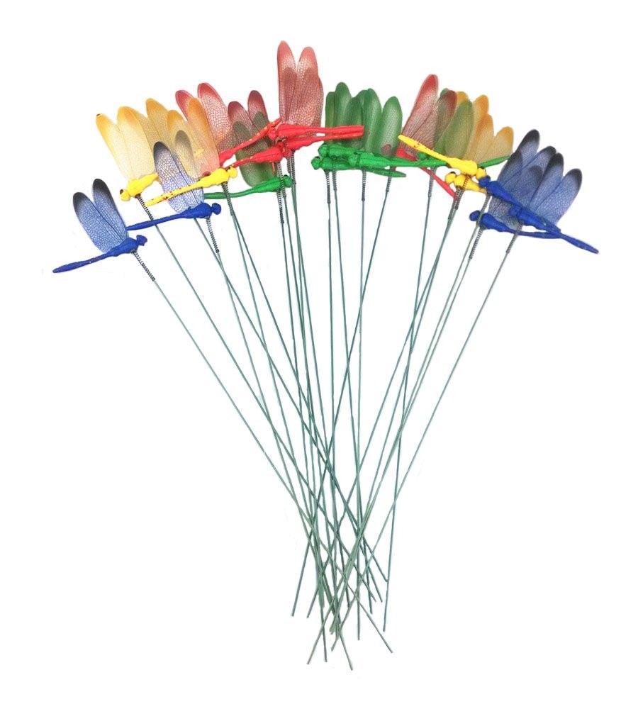 yueton 20pcs Garden Yard Planter Colorful Whimsical Dragonfly Lawn Stakes Gar…