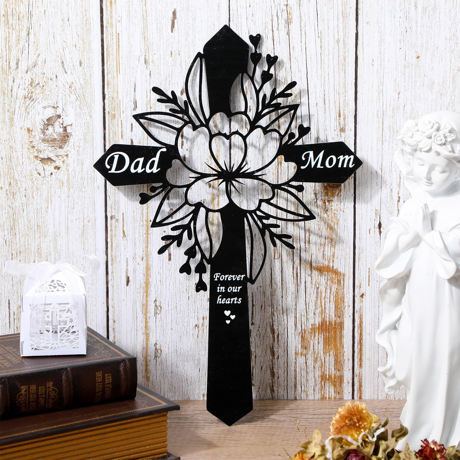 Wesiti Dad and Mom Memorial Plaque Stake – Cemetery Flower Decorations – Meta…