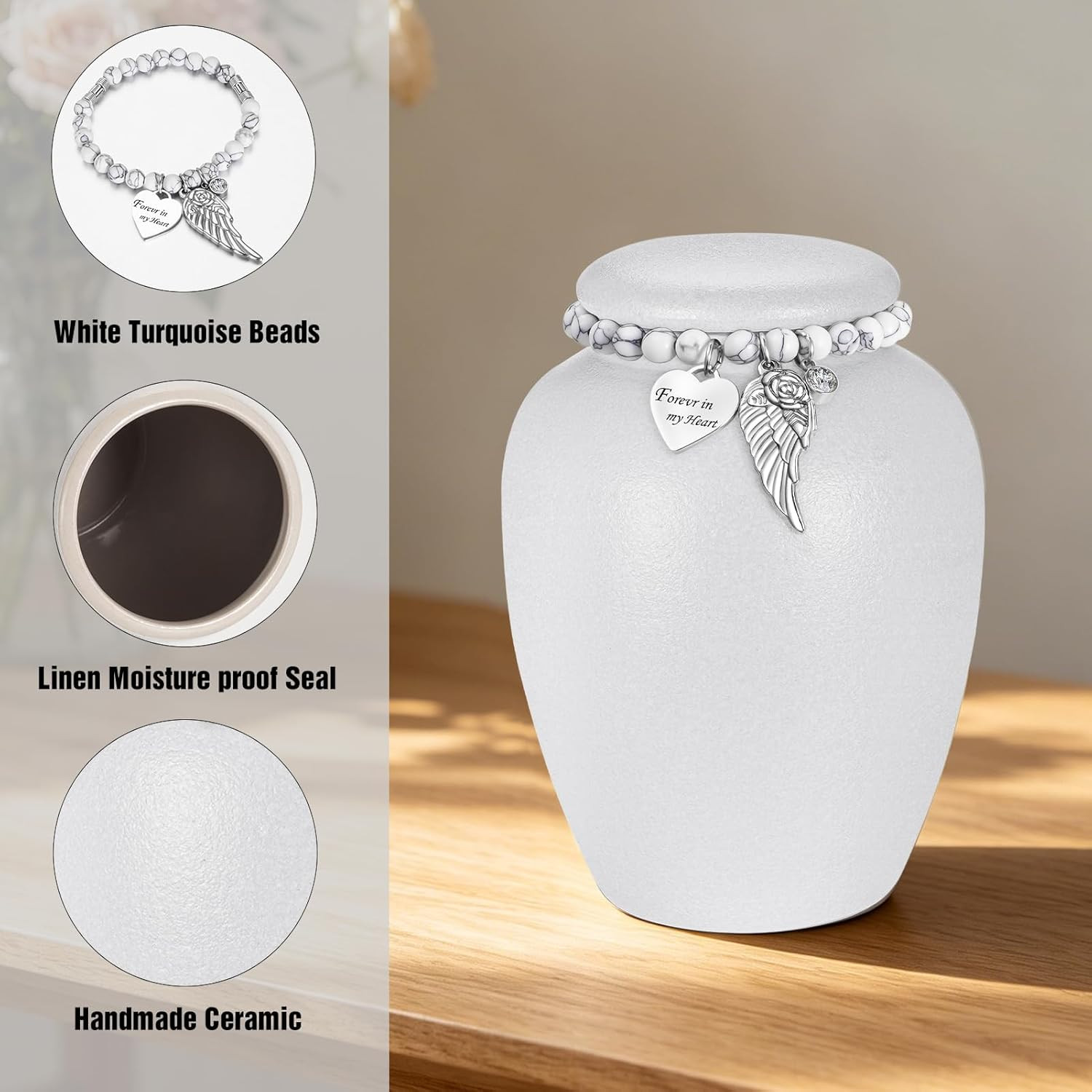 Ceramic Cremation Urn for Human Ashes for Men Women 4.8In Medium Urn for Ashes f