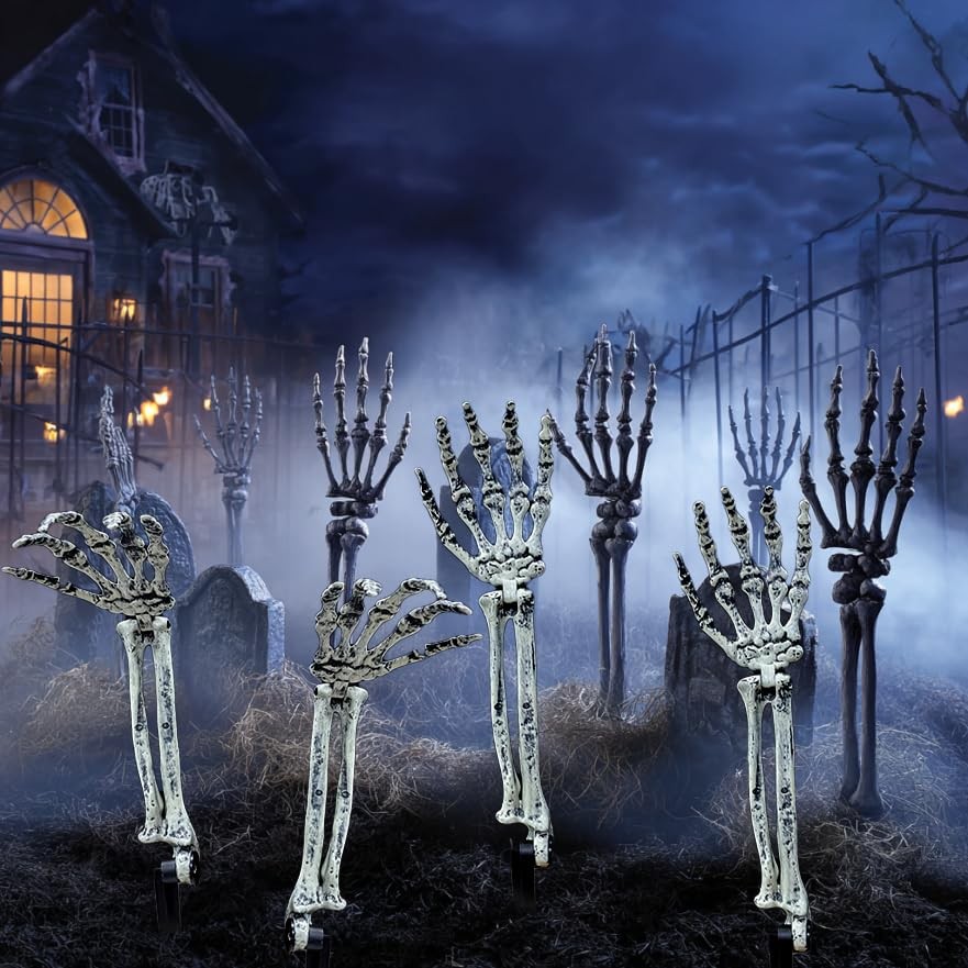 6PC Realistic Skeleton Arm Stakes,Halloween Lawn Decoration,Garden Groundbreaker