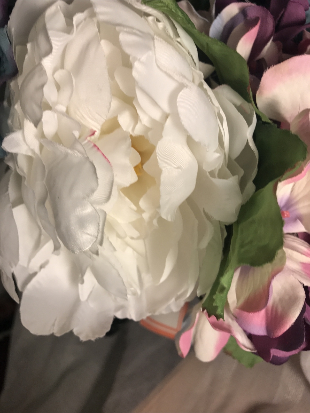 Faux Floral Remembrance Memorial Cemetery Bouquet Flowers NWT Blue White Purple