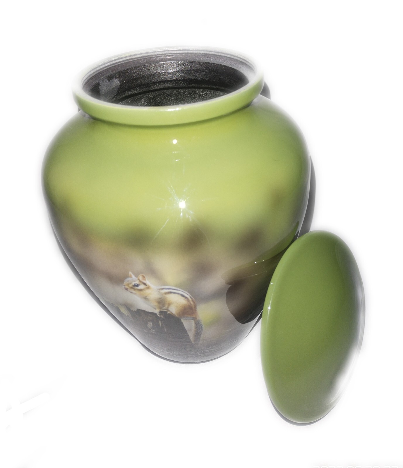 Squirrel Impression Aluminum Metal Cremation Urn