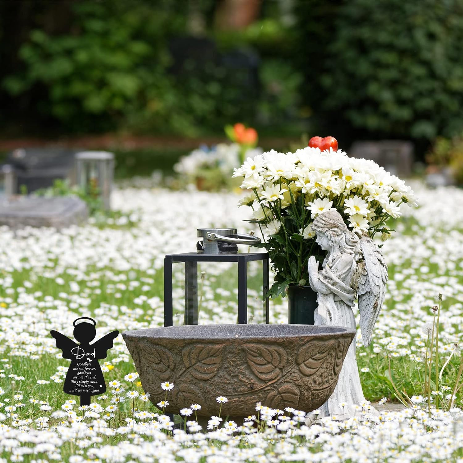Father Memorial Grave Marker Acrylic Angel Garden Stake Waterproof Cemetery Memo