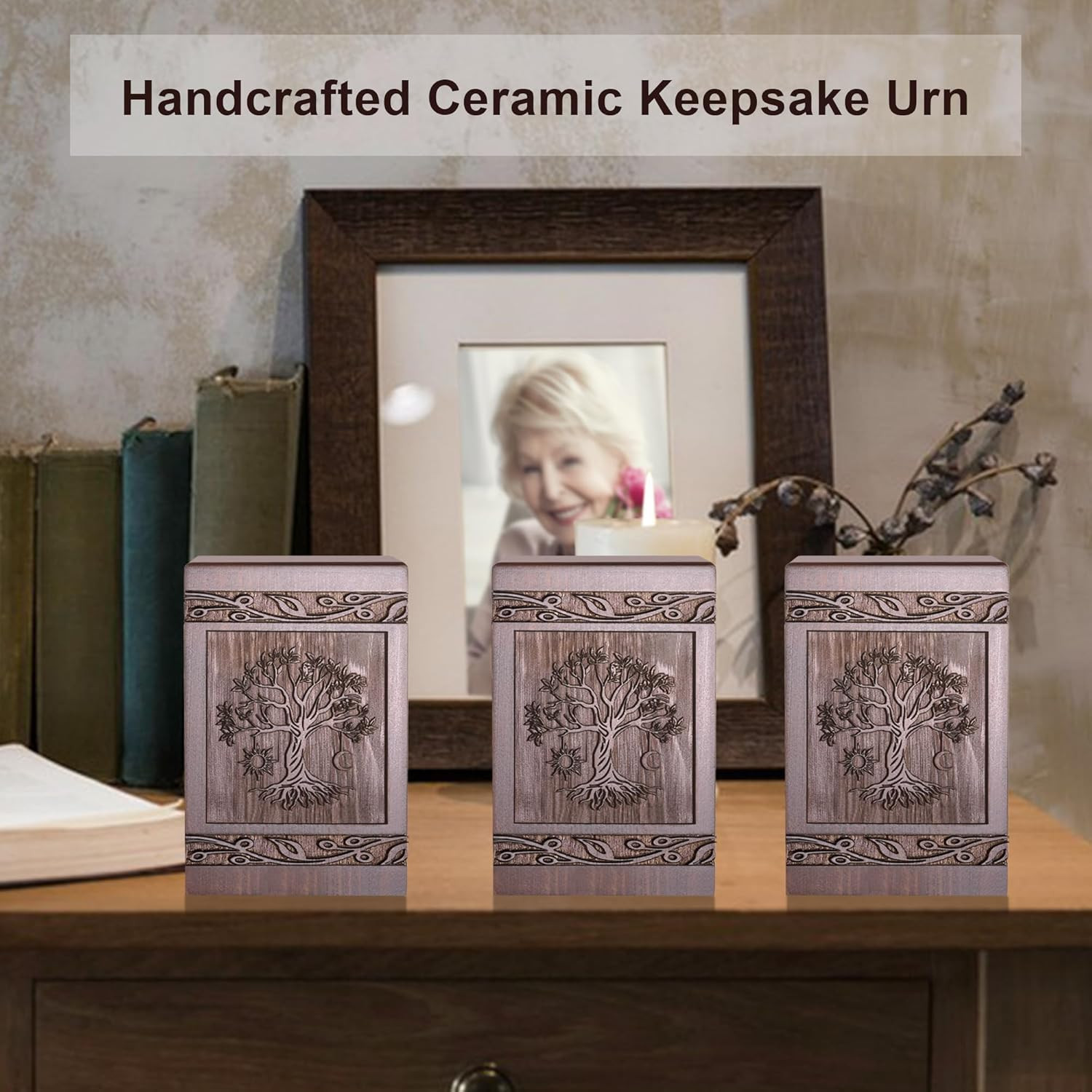 Cremation Urns for Human Ashes Adult Male Female, Wooden Tree of Life Urns Box a