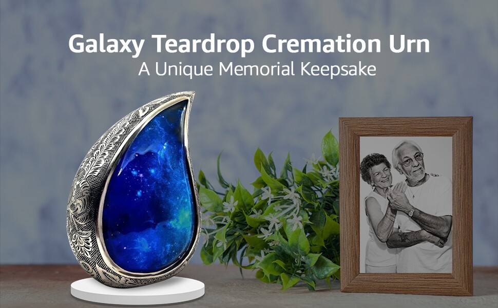 Galaxy Teardrop Urns for Human Ashes Funeral Cremation Urn with Velvet Bag 6inch
