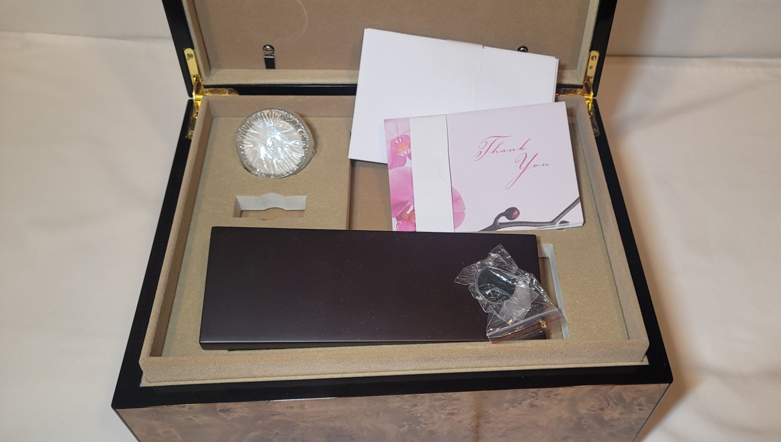 Cremation Urn Memory Box & Memento Kit Cherry Burlwood