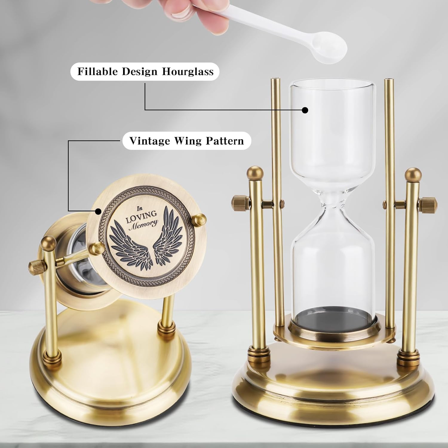 Rotating Hourglass Medium Urn for Ashes Urn for Ashes for Men Women Cremation Ur