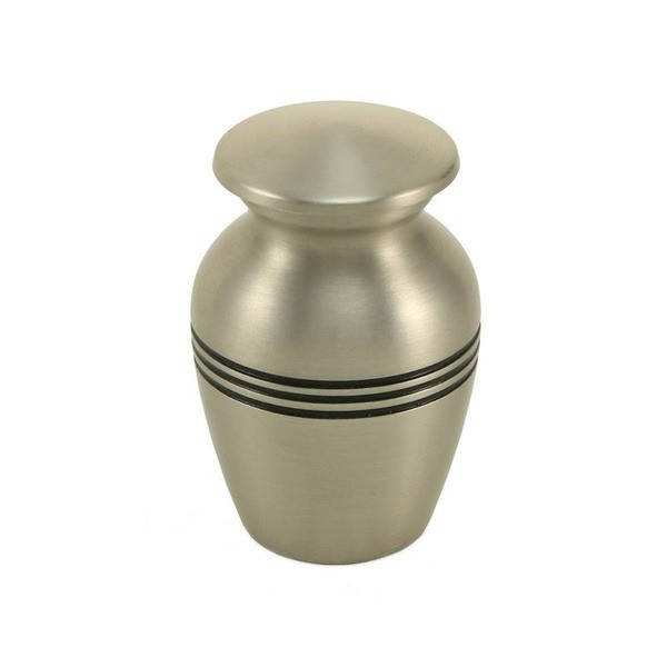 Solid Brass Classic Pewter Color Keepsake/Small Funeral Cremation Urn, 5 Cu. In.