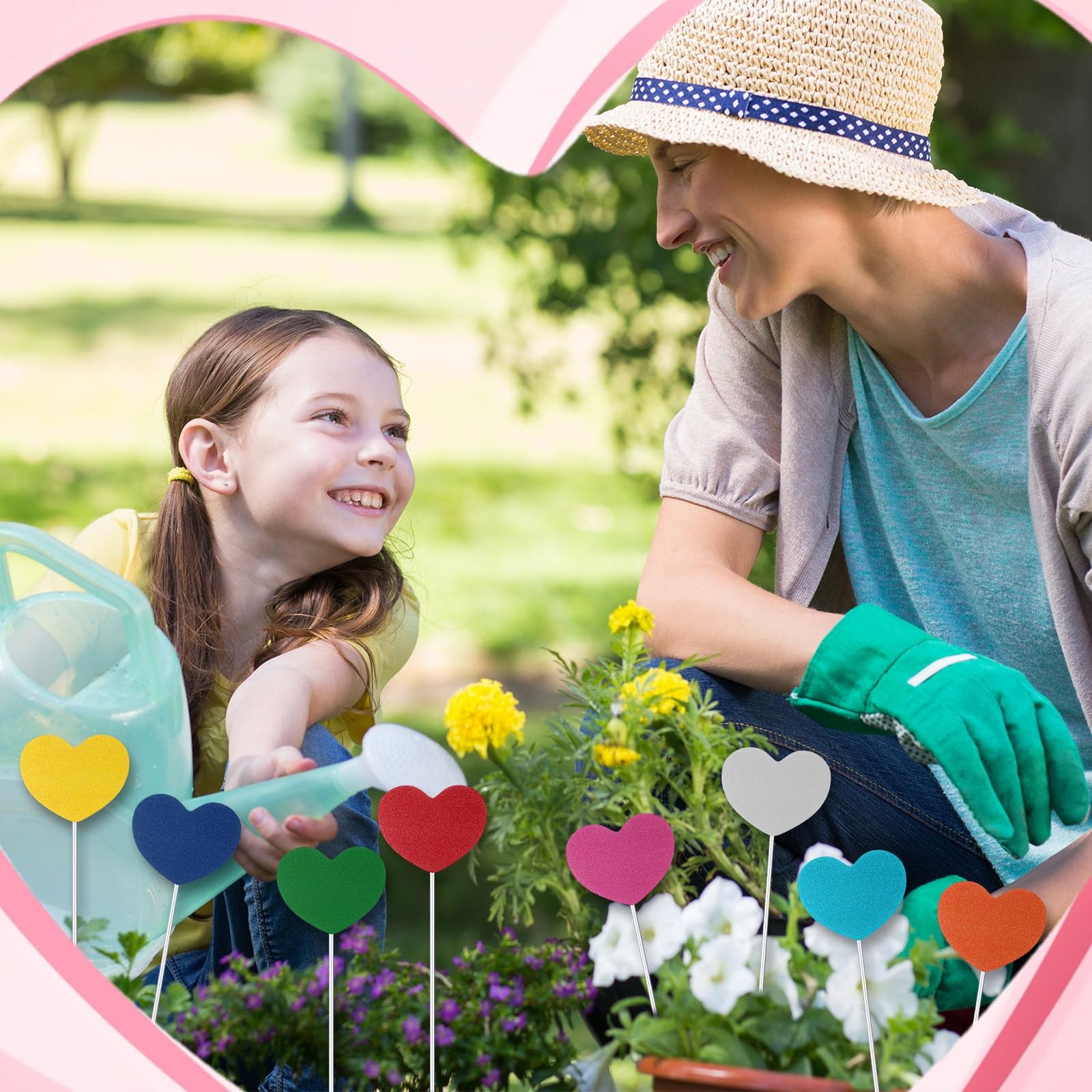 8 Pcs Heart Metal Yard Stakes Heart Planter Stakes Double-Sided Vintage Ruste…