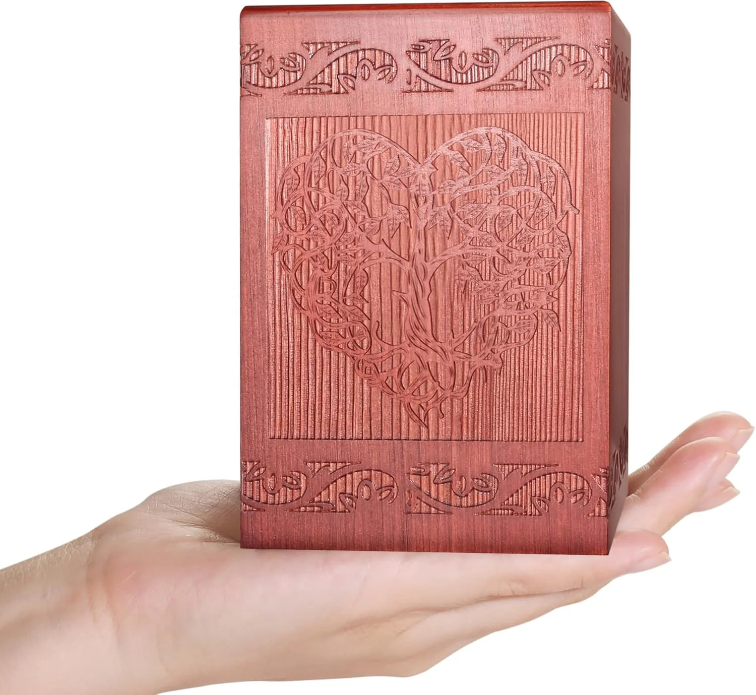 Wooden Cremation Urn for Human, Wood Handmade Engraved Decorative Box, Funeral U
