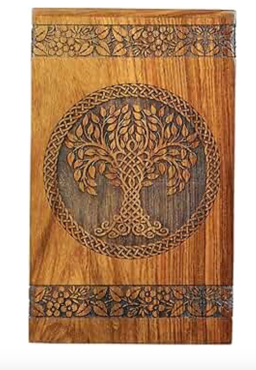 Wooden Cremation Urn for Ashes – Tree of Life Urns, Large 250 cubic inches