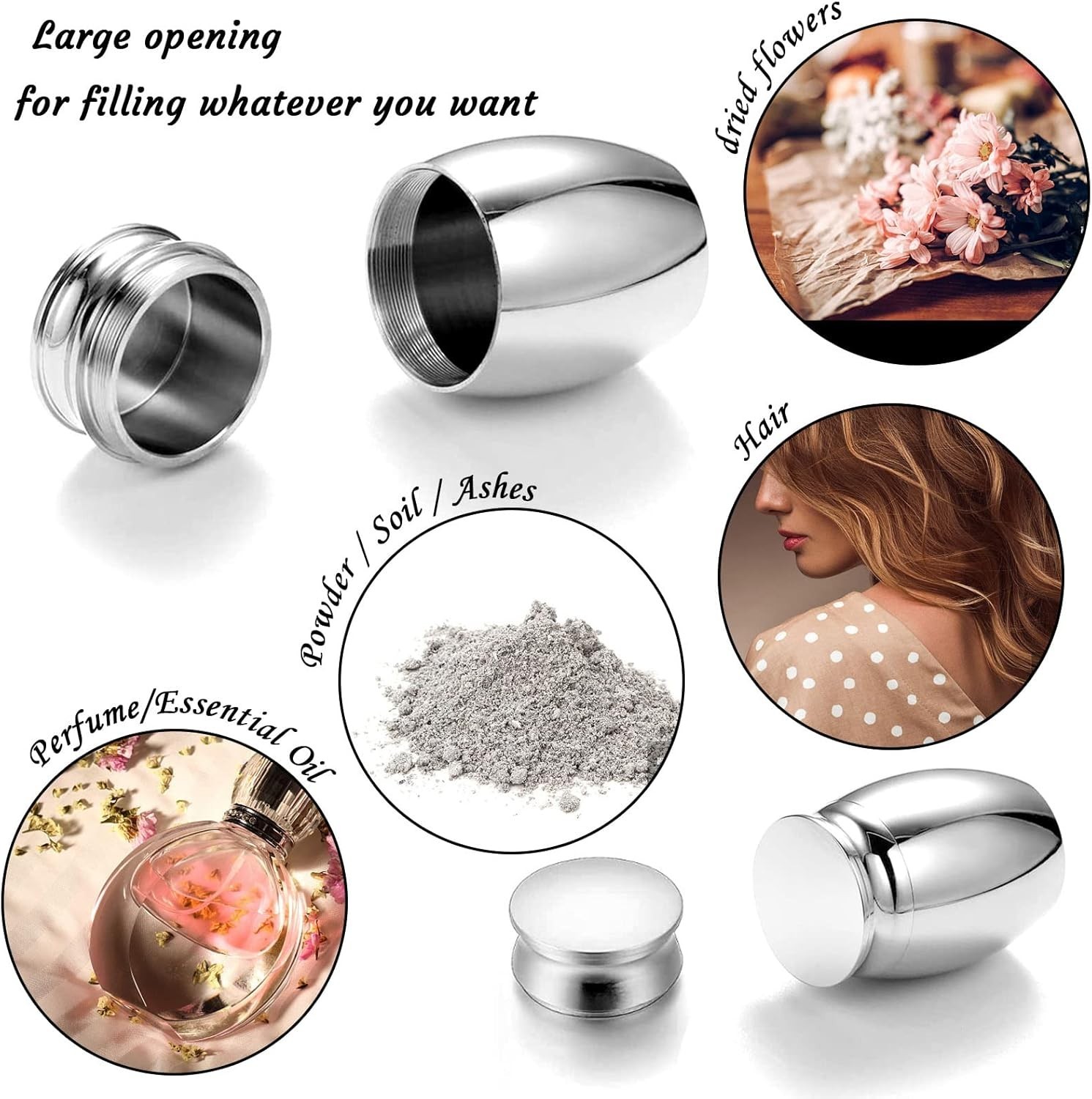 Forever in My Heart – 7 Mini Stainless Steel Ashes Urns with Velvet Bags