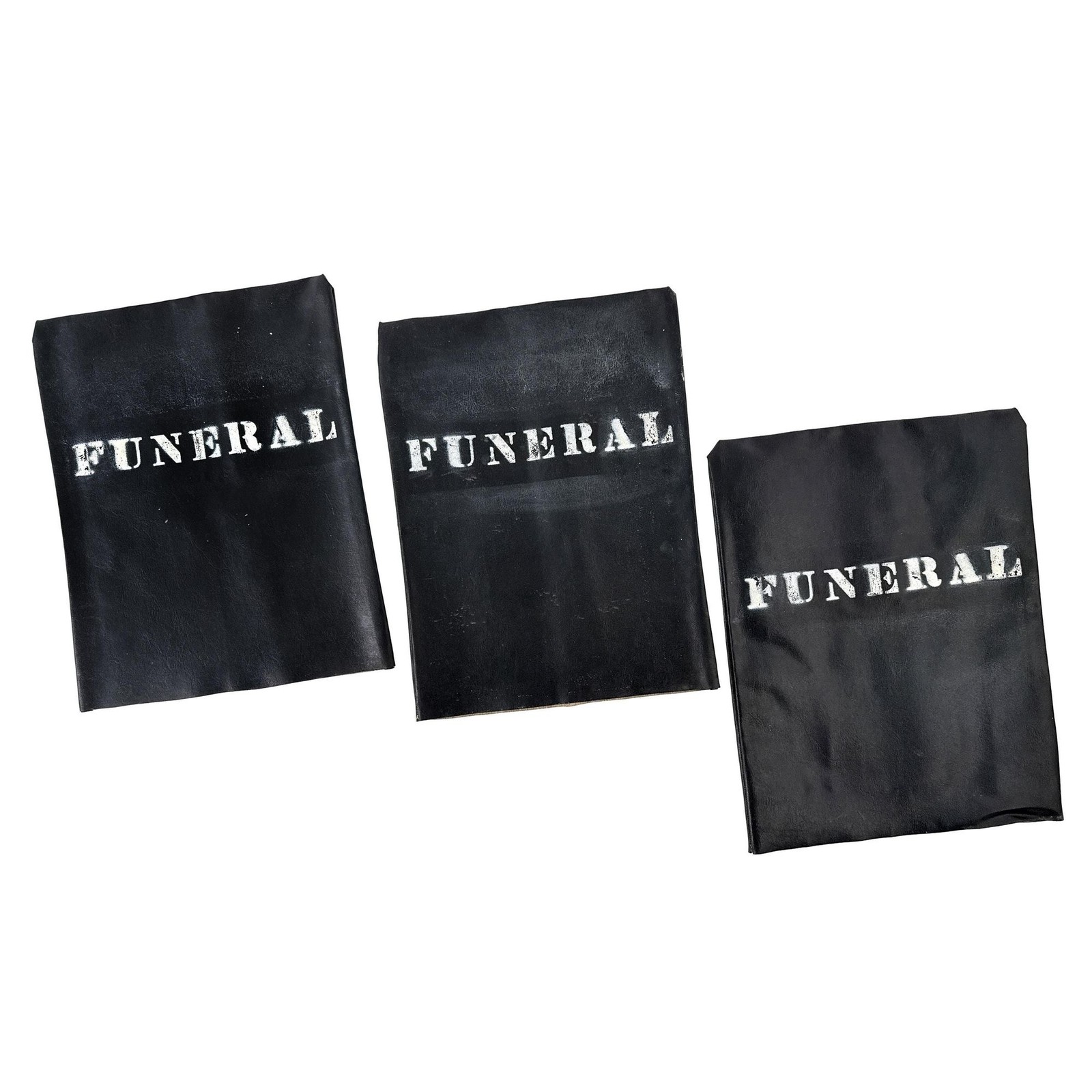 Vintage 1970s Funeral Parking Meter Cover Black Vinyl Stenciled Street Sign