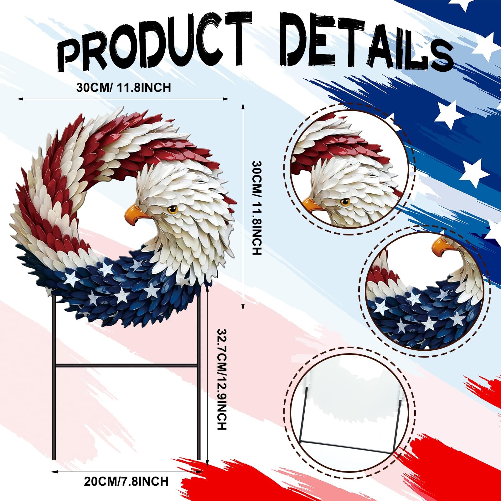 4th of July Decorations for Outdoor, Patriotic Eagle Metal Garden Stake, 250t…