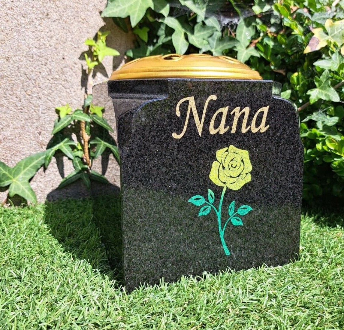 Personalised Granite Memorial Vase Grave Pot Flower Holder Cemetery Grave Vase