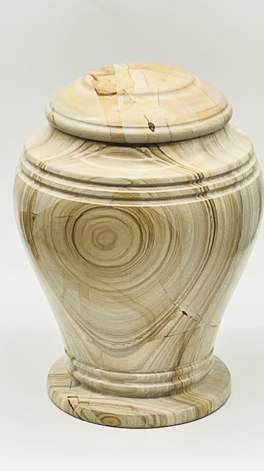 Pedestal Carved Marble Urn~Adult Funeral Cremation Teak Veining Urn 12.14 Pounds