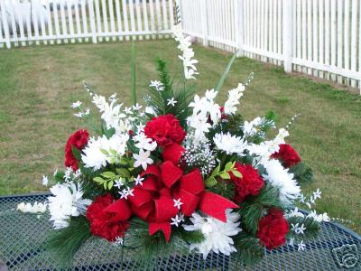 Valentines Day Silk Red White Cemetery Grave Tombstone Saddle Funeral Casket