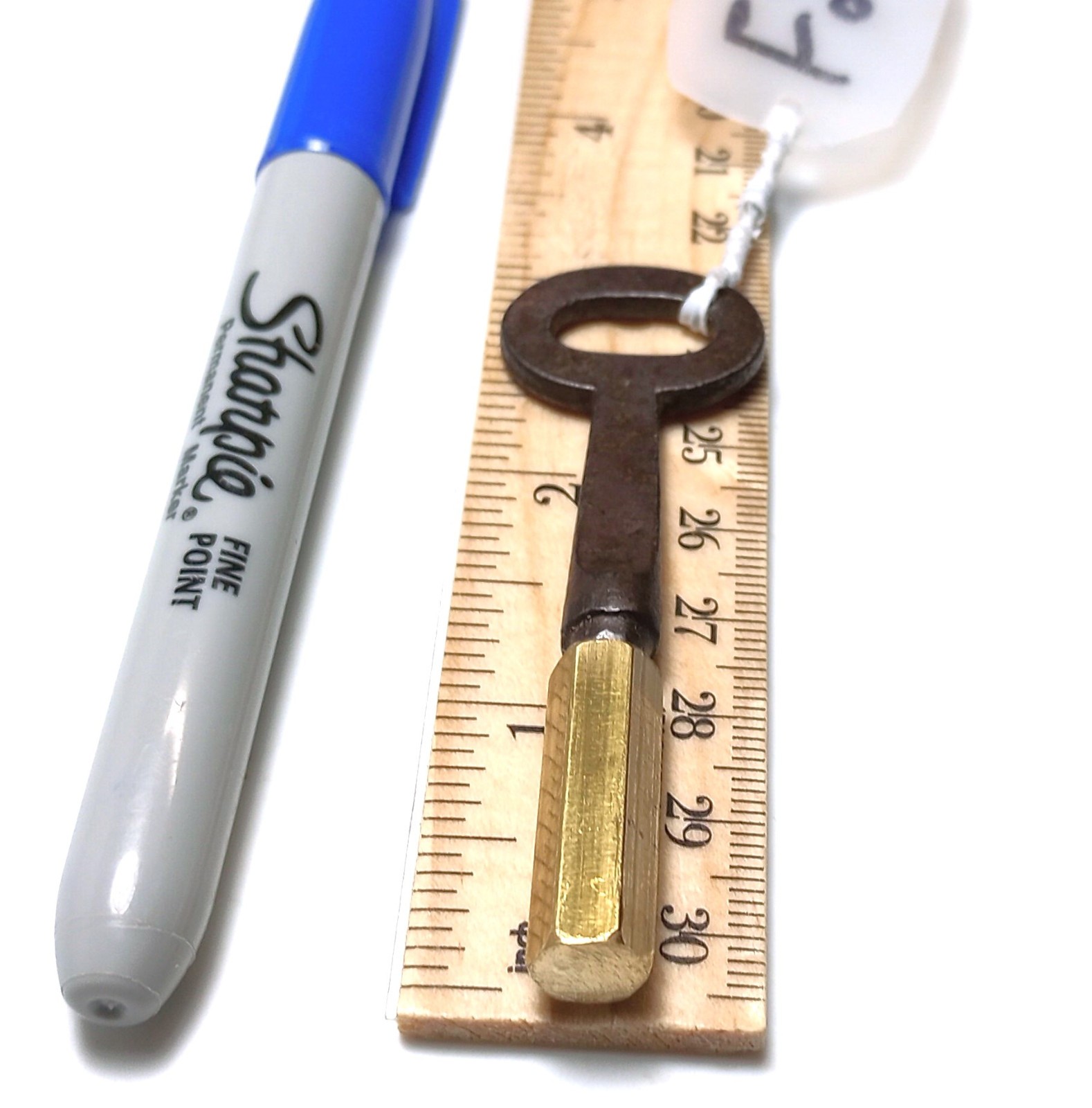 Small Cast Iron and Brass Casket Key / Pocket Coffin Key