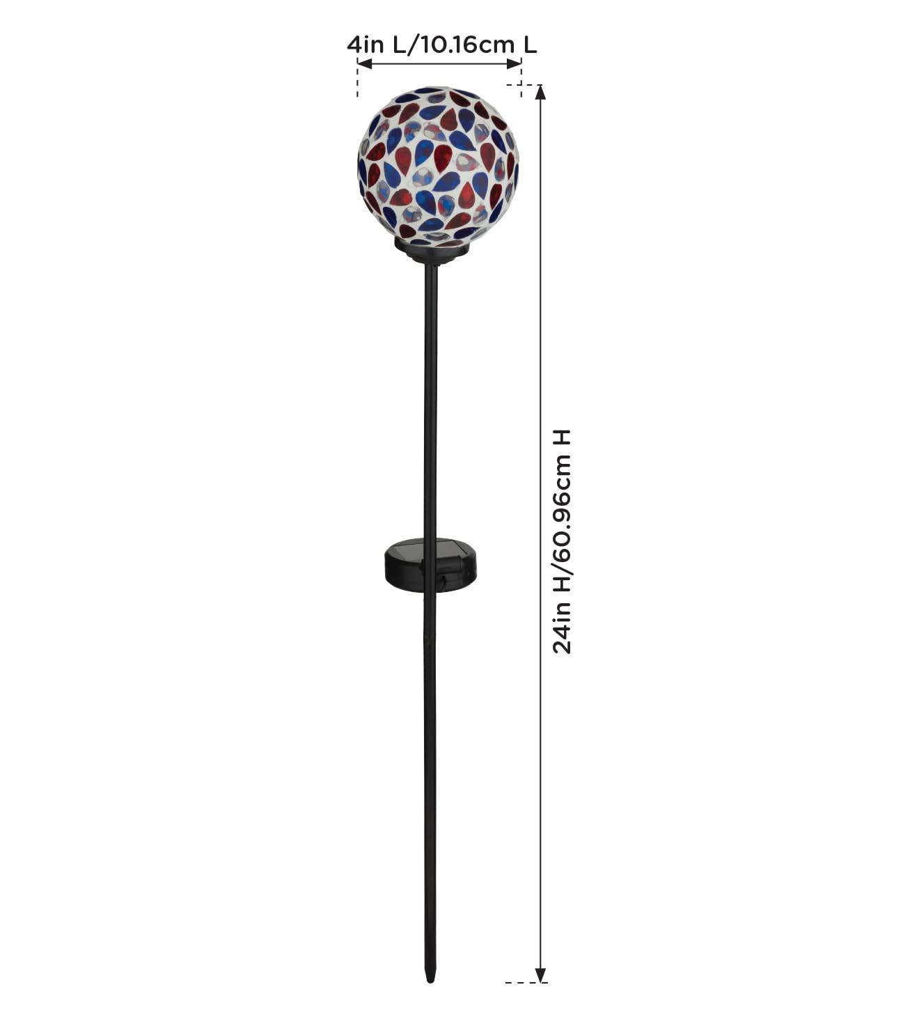 Americana Mosaic Solar Stake Set of 2, Patriotic Outdoor Garden Lighting, Wea…