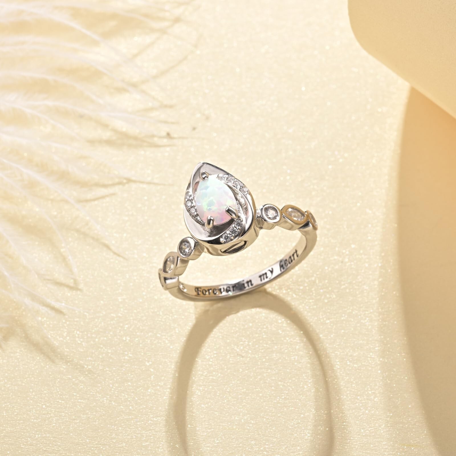 Heart Urn Ring for Ashes for Women – 925 Sterling Silver Opal Cremation Rings…