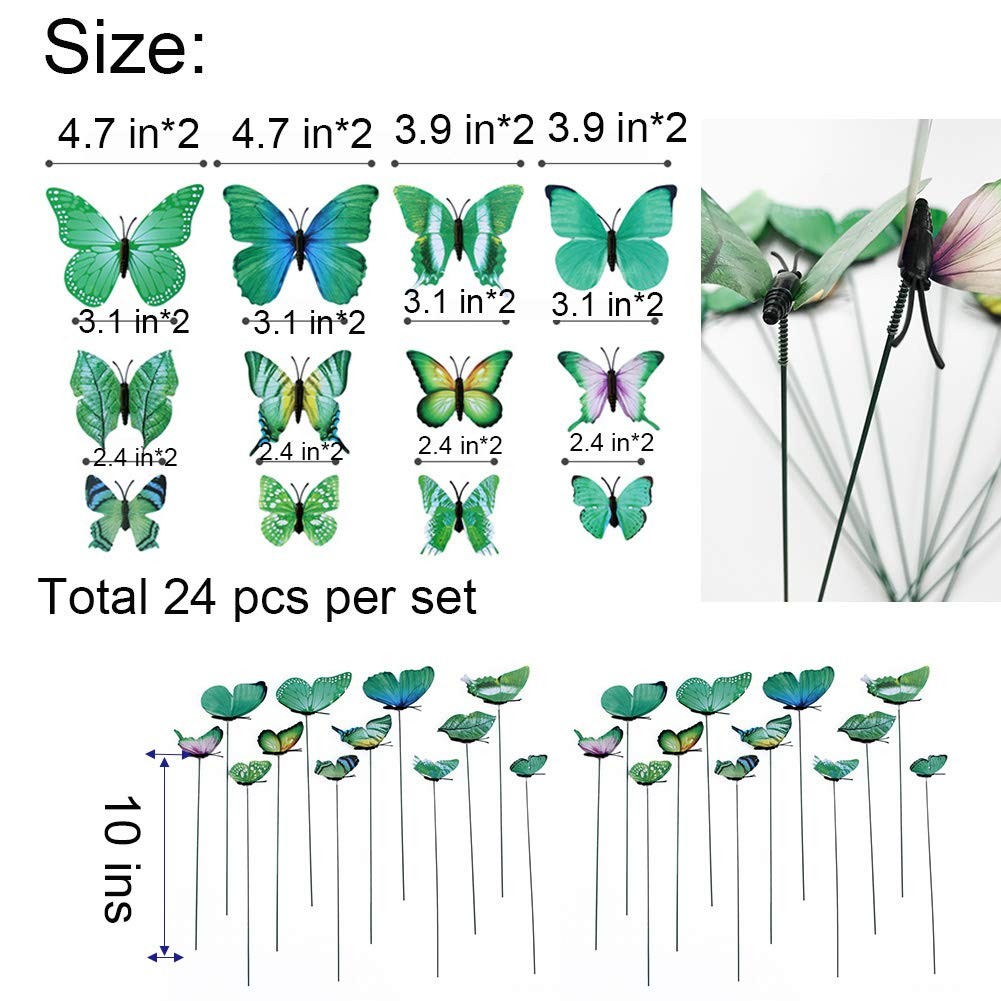 24pcs Waterproof Butterfly Garden Stakes for Outdoor Indoor Home Decor