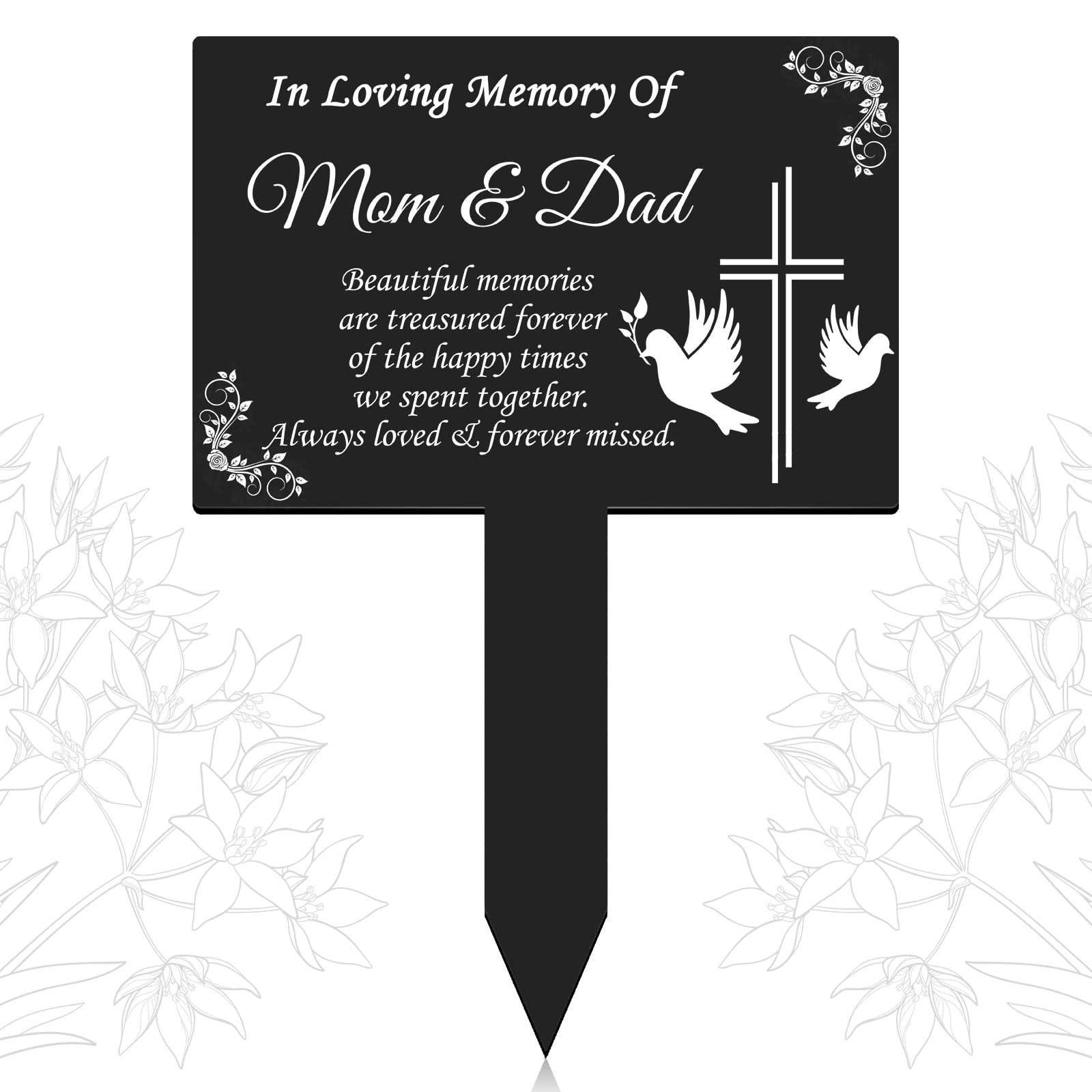 Cross Grave Markers Memorial Remembrance Plaque Stake Waterproof Acrylic Mark…
