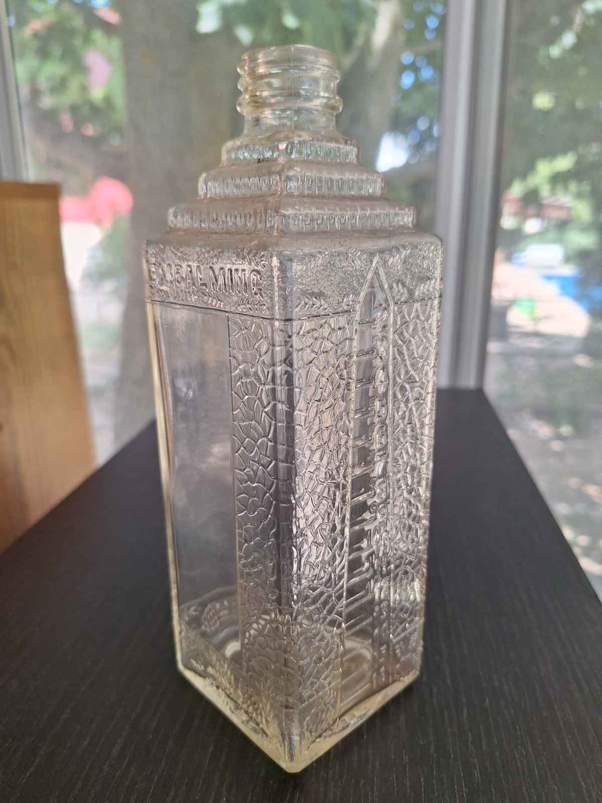 Esco Distinctive Embalming Fluid Glass Bottle Antique Vintage 8 Inch