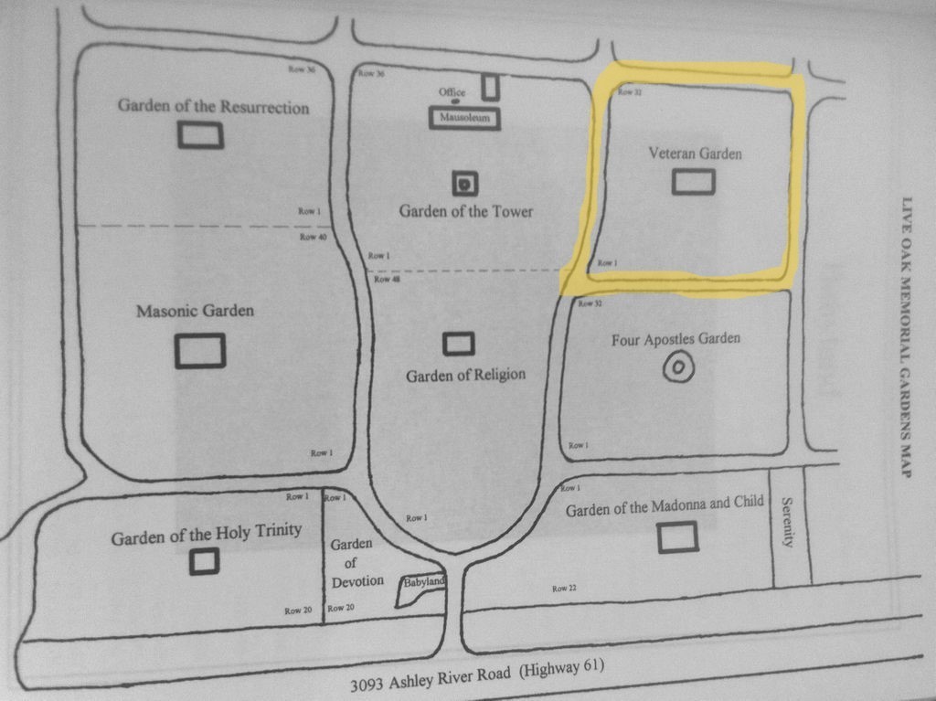 Two cemetery plots, Veterans Garden, Live Oak Memorial, Charleston SC, $4500