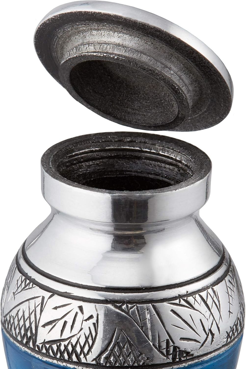 Miniature Keepsake Urns for Human Ashes – Blue and Silver