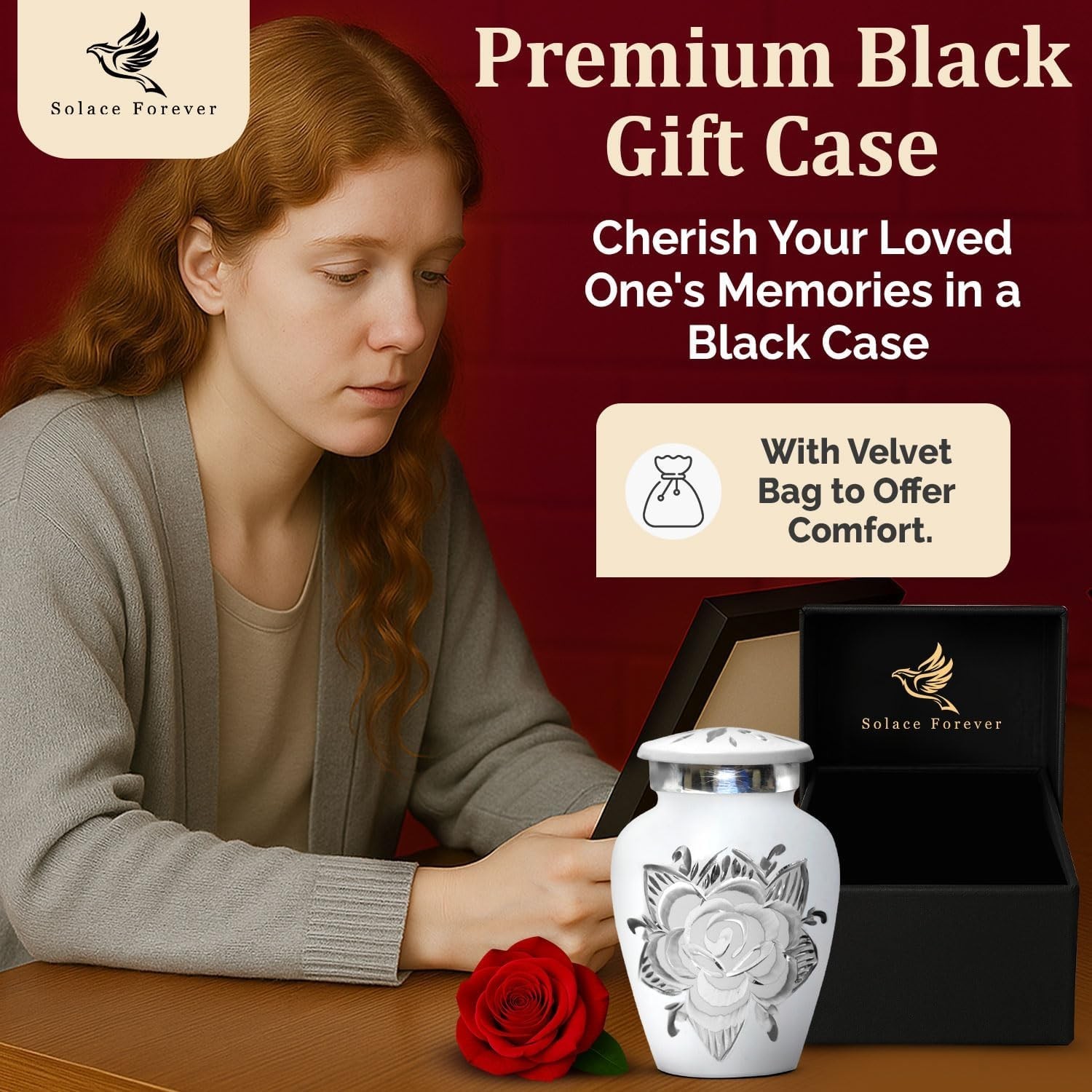 Rose Cremation Urn for Ashes for Women & Men – Handcrafted Rose Urns for Huma…