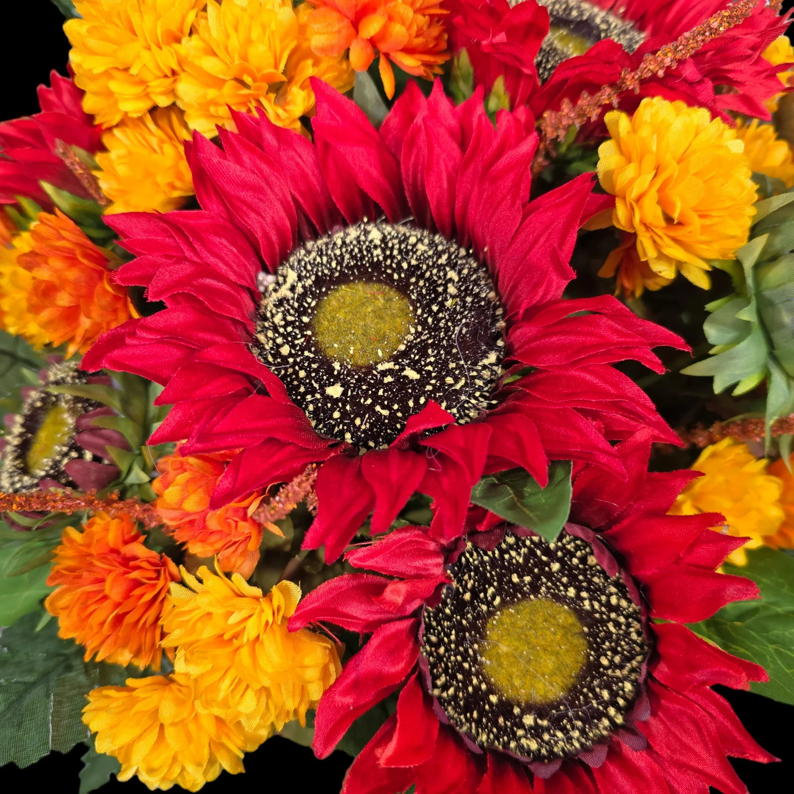 Red Sunflower Orange Mini Mum Memorial Cone