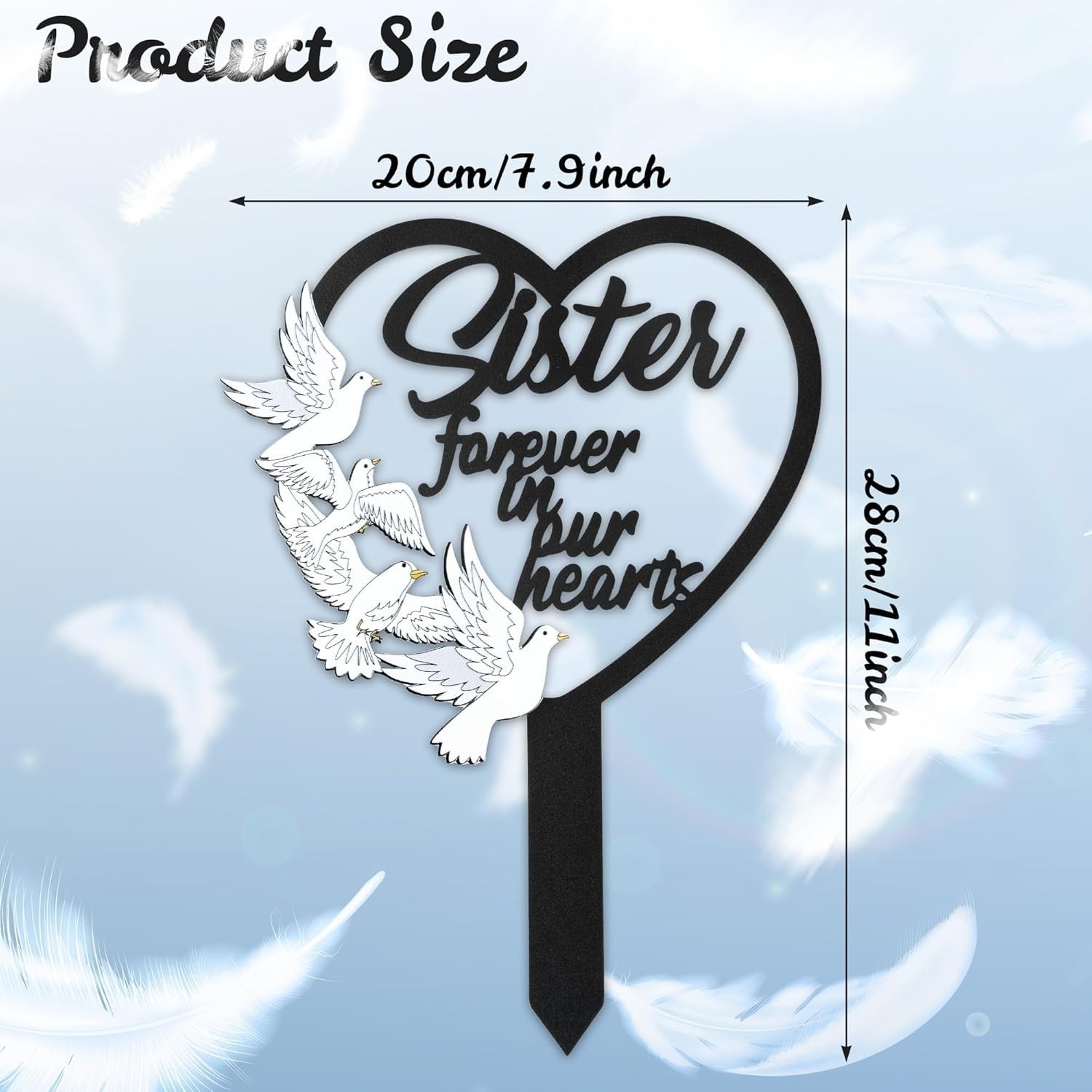 Elegant Sister Memorial Grave Marker – Heart Dove Sympathy Plaque for Outdoor