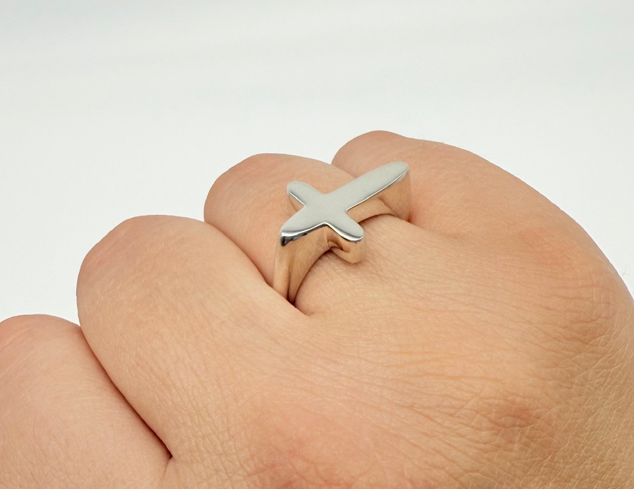 Cremation ring ash cross sterling silver size 13
