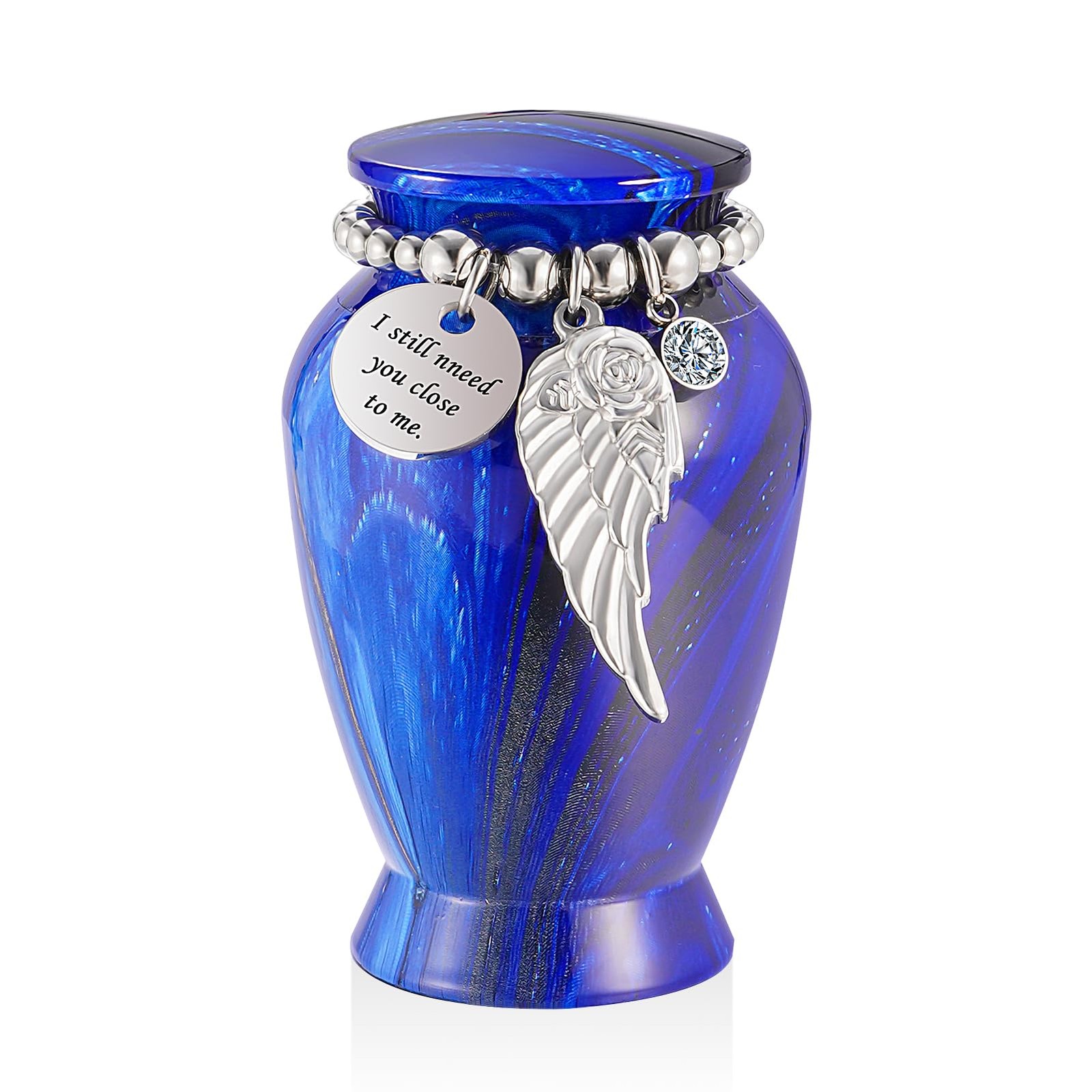 Dletay Small Urns for Human Ashes 2.85 Inch Mini Cremation Navy Blue