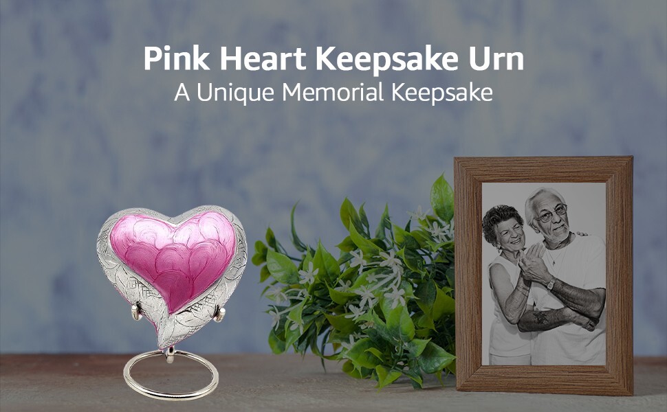 Pink Heart Keepsake Urn – Mini Ash Urn Small Handcrafted Cremation Urn for Ashes