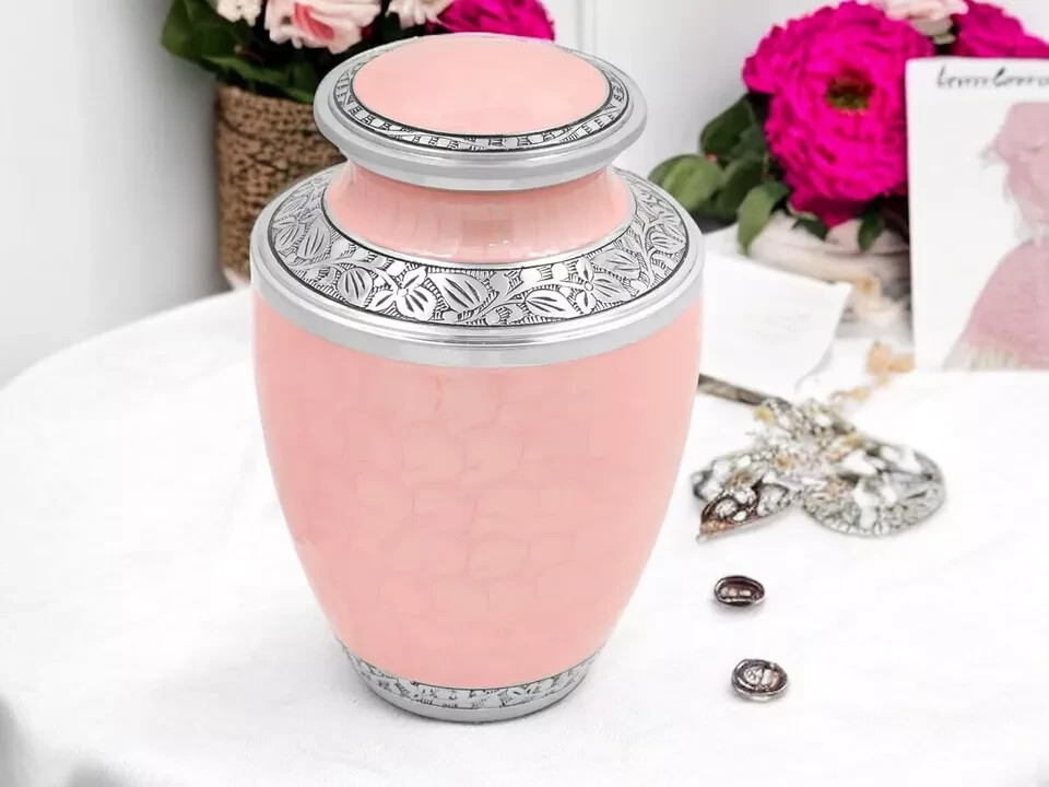 Urns for Ashes Adult Male, 6.5 x x 10 – Inches, Sea Pink Silver