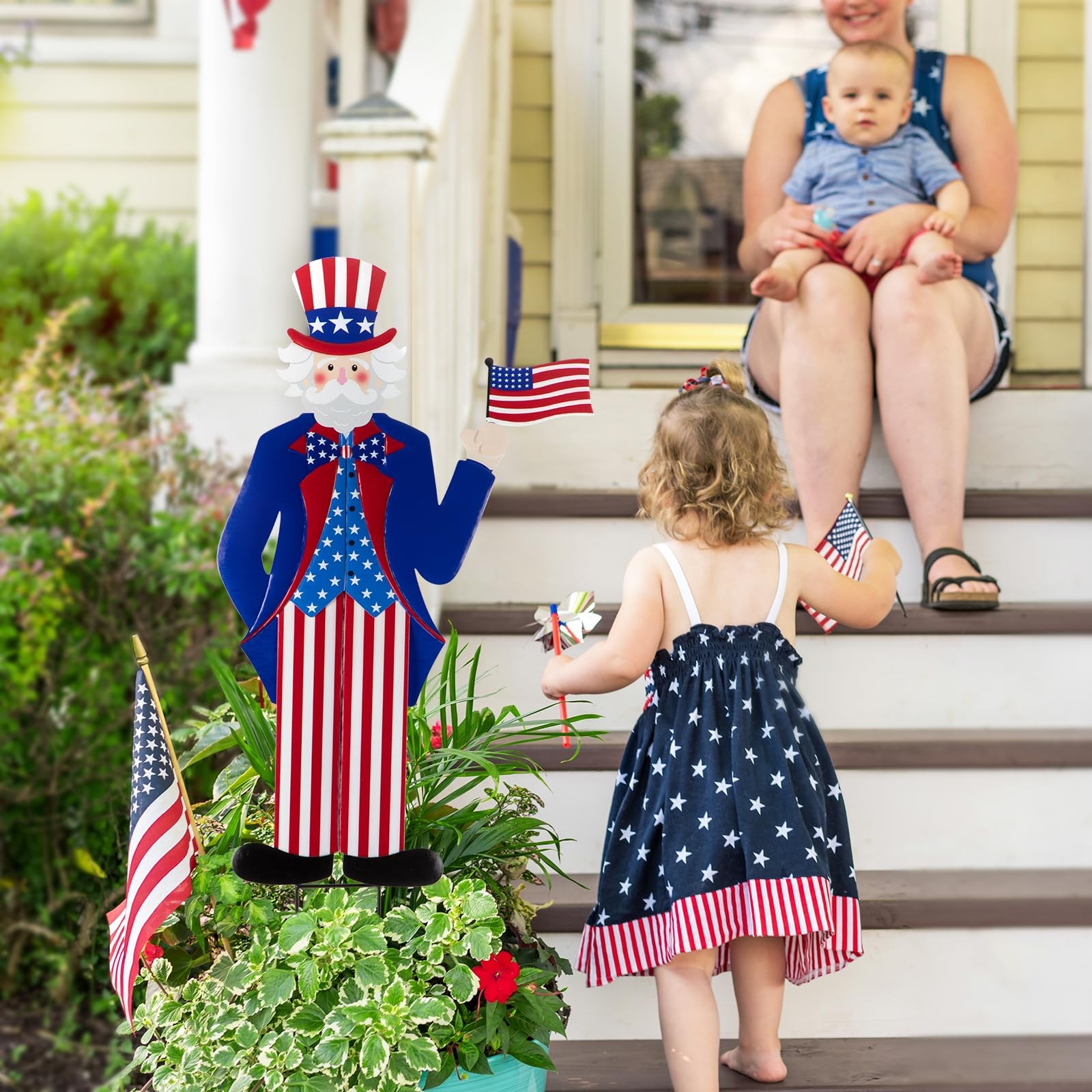 Veterans Day Yard Signs Uncle Sam Garden Stakes, 35″H Metal Patriotic 4th of …