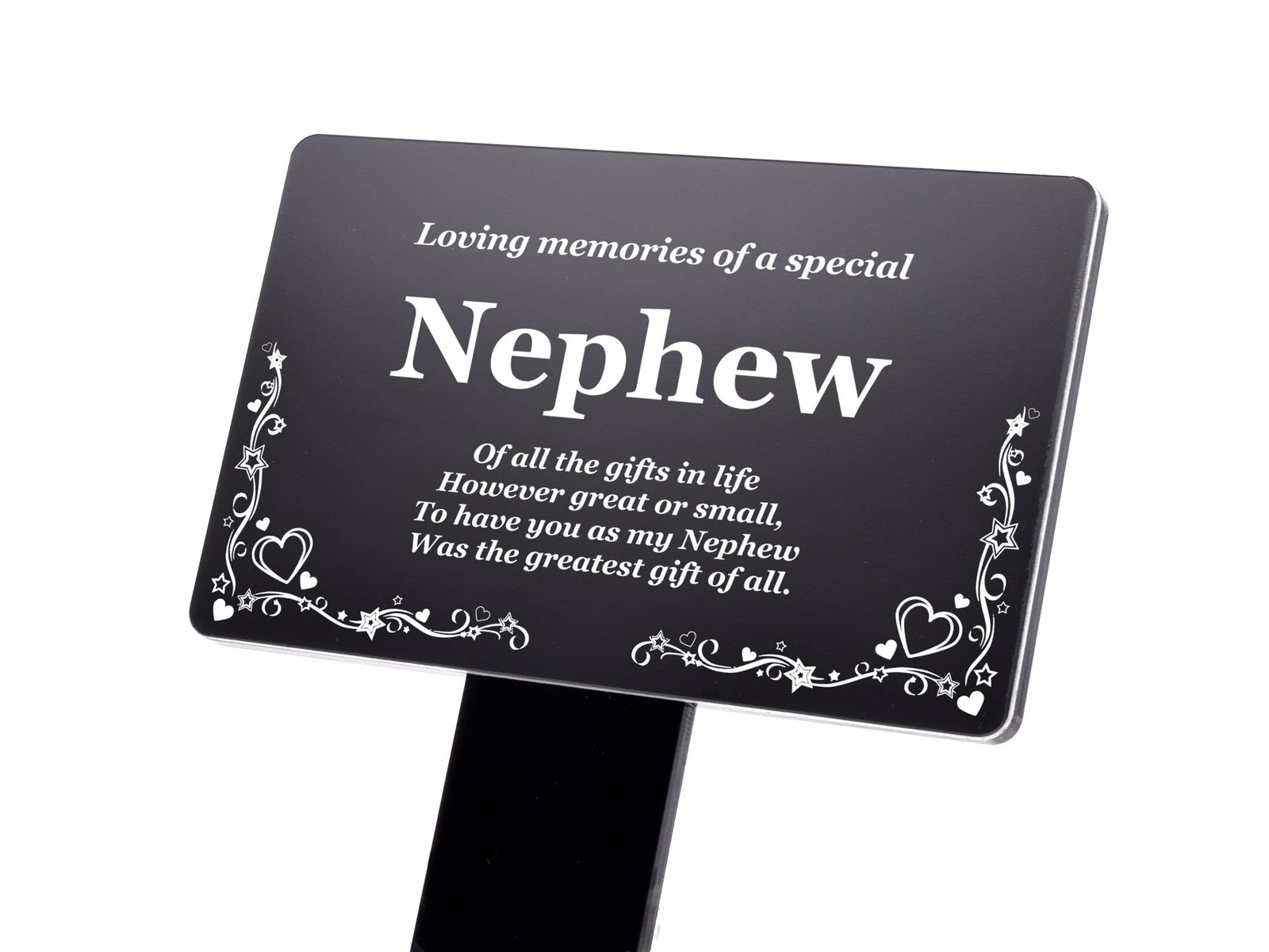 Origin Nephew Memorial Stake – Engraved with Poem (Gold/Silver/Copper or Blac…