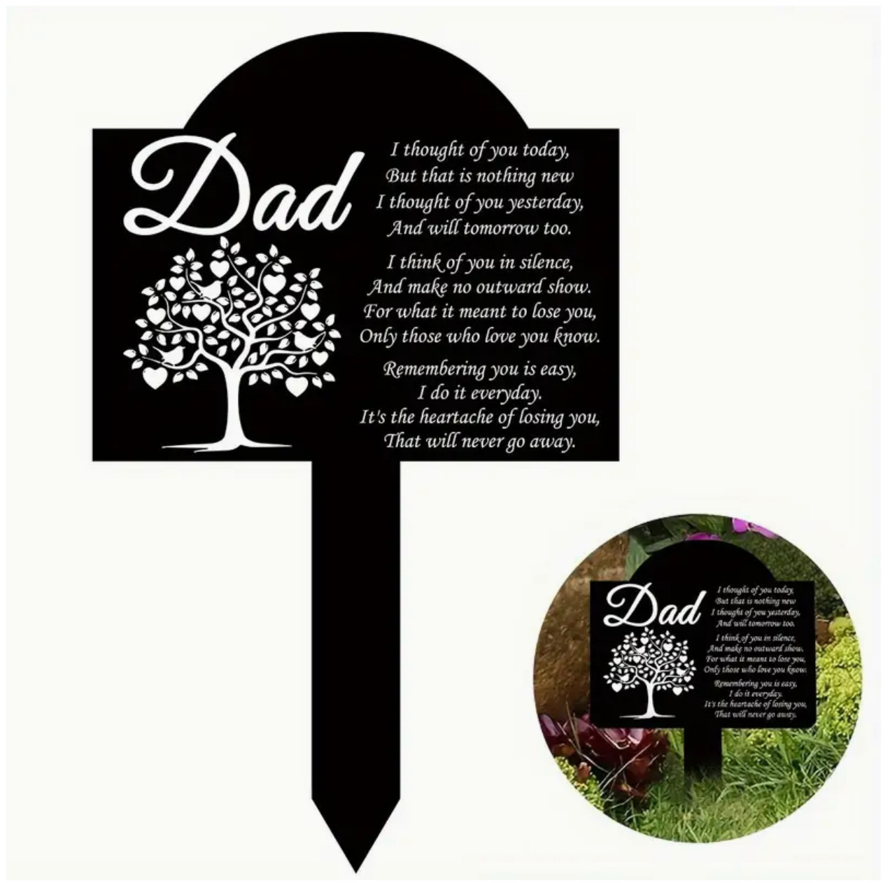 Acrylic Memorial Stake Cemetery Grave Plaque Acrylic Stake for Dad 8″x5″